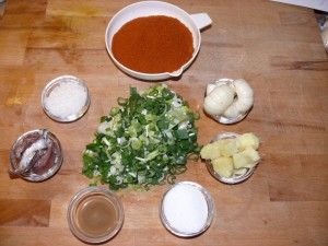 Die Zutaten für die Kimchi-Würzpaste