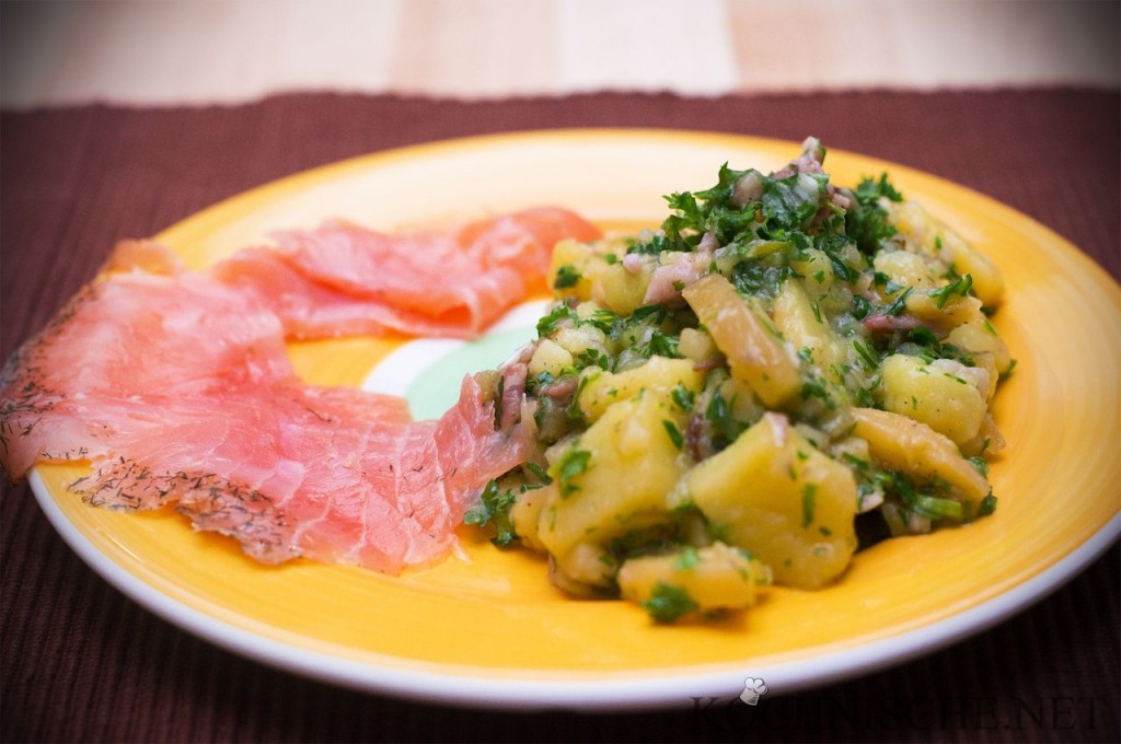 Warmer Kartoffelsalat mit Graved Lachs | Kochnische.net