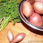 Warmer Kartoffelsalat mit Graved Lachs - Teile der Zutaten